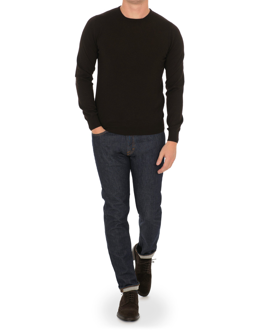 Herre | Trøjer | Gran Sasso | Merino Fashion Fit Crew Neck Pullover Brown
