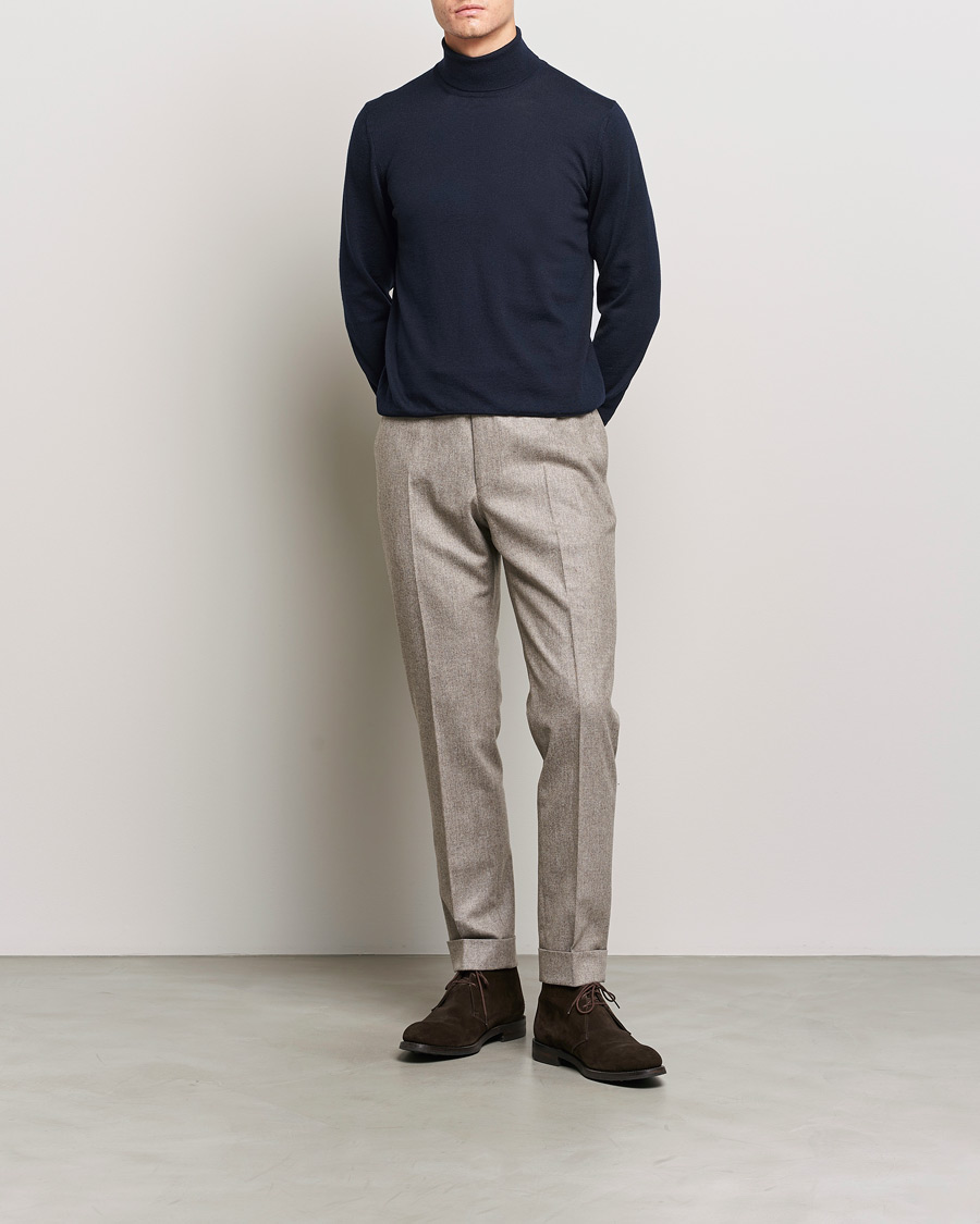 Herre | Trøjer | Gran Sasso | Merino Fashion Fit Rollneck Navy