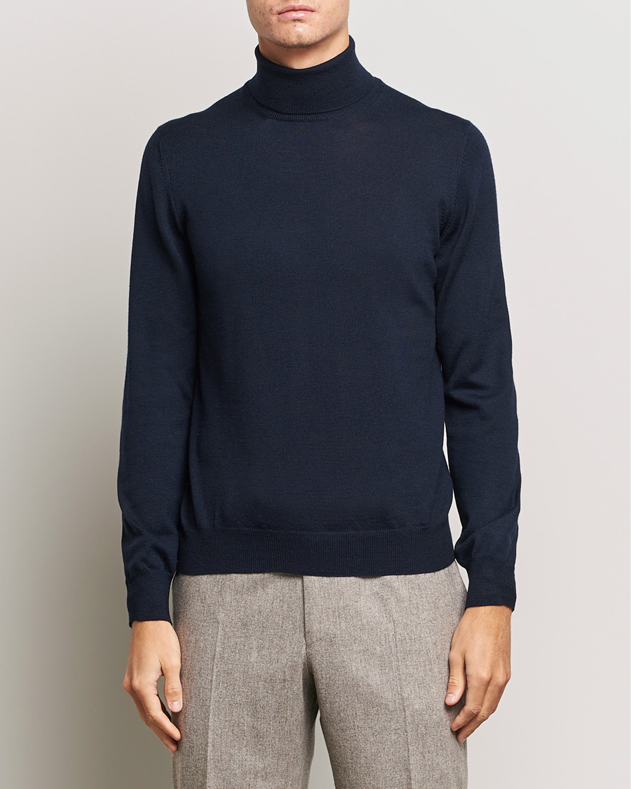 Herre | Rullekravetrøjer | Gran Sasso | Merino Fashion Fit Rollneck Navy