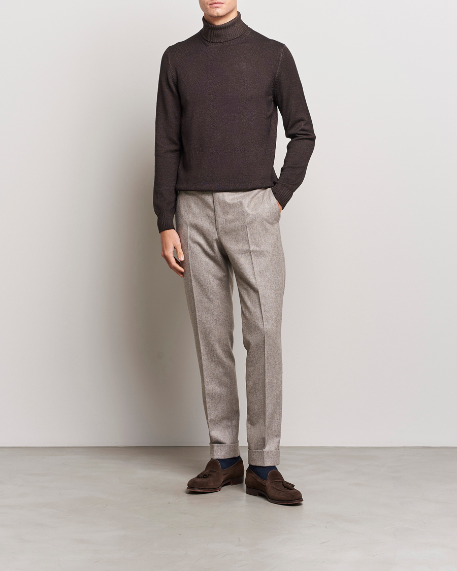 Herre | Trøjer | Gran Sasso | Vintage Merino Fashion Fit Polo Brown