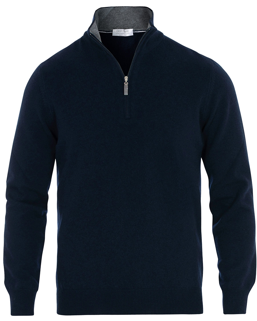 Herre | Trøjer | Gran Sasso | Wool/Cashmere Half Zip Navy