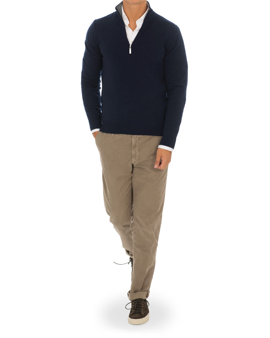 Herre | Trøjer | Gran Sasso | Wool/Cashmere Half Zip Navy