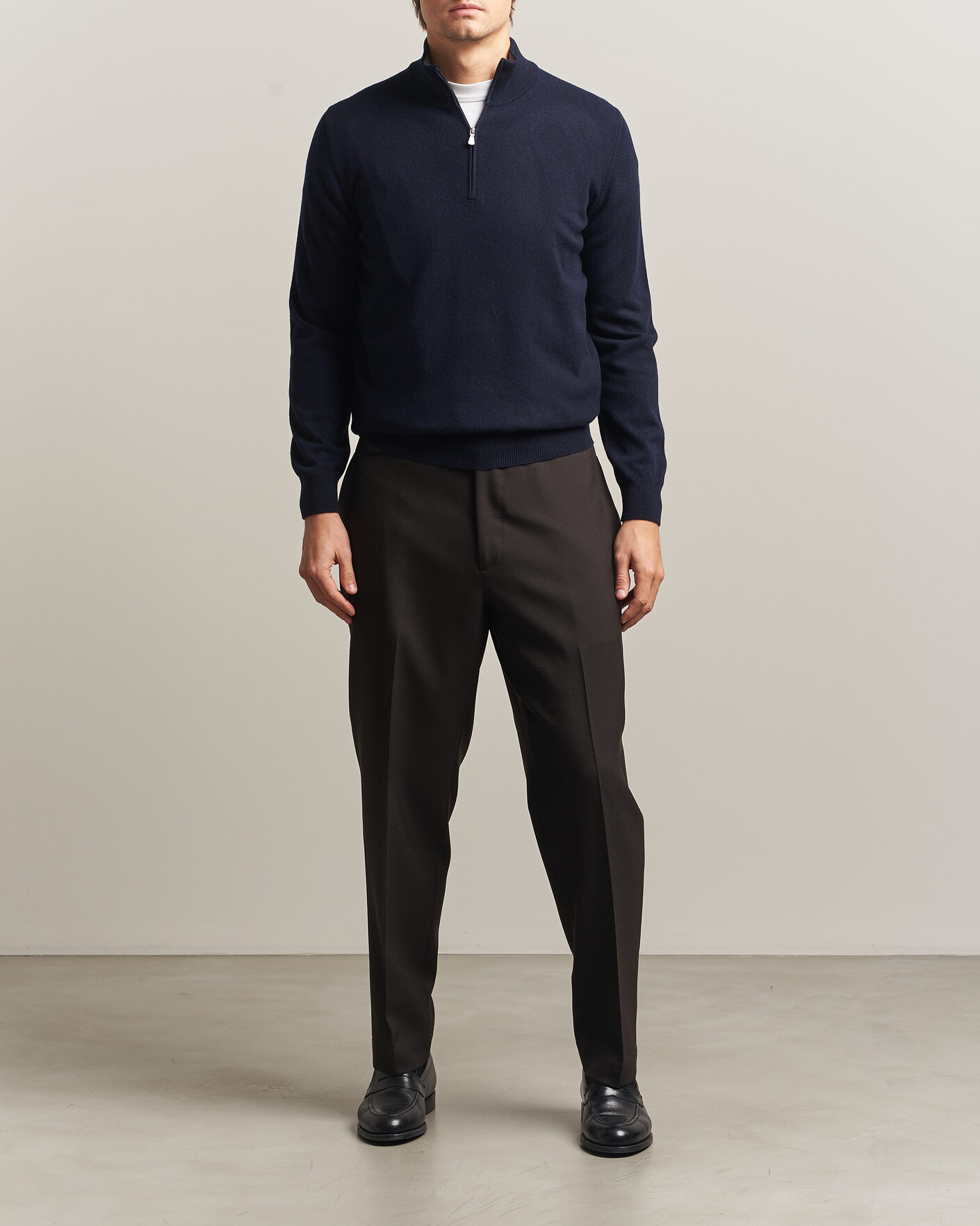Herre | Trøjer | Gran Sasso | Wool/Cashmere Half Zip Navy