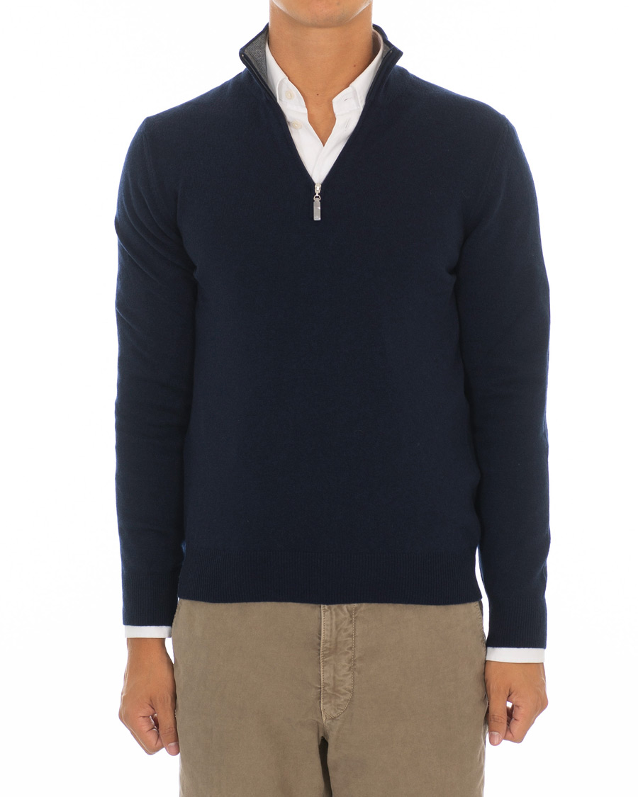 Herre | Trøjer | Gran Sasso | Wool/Cashmere Half Zip Navy