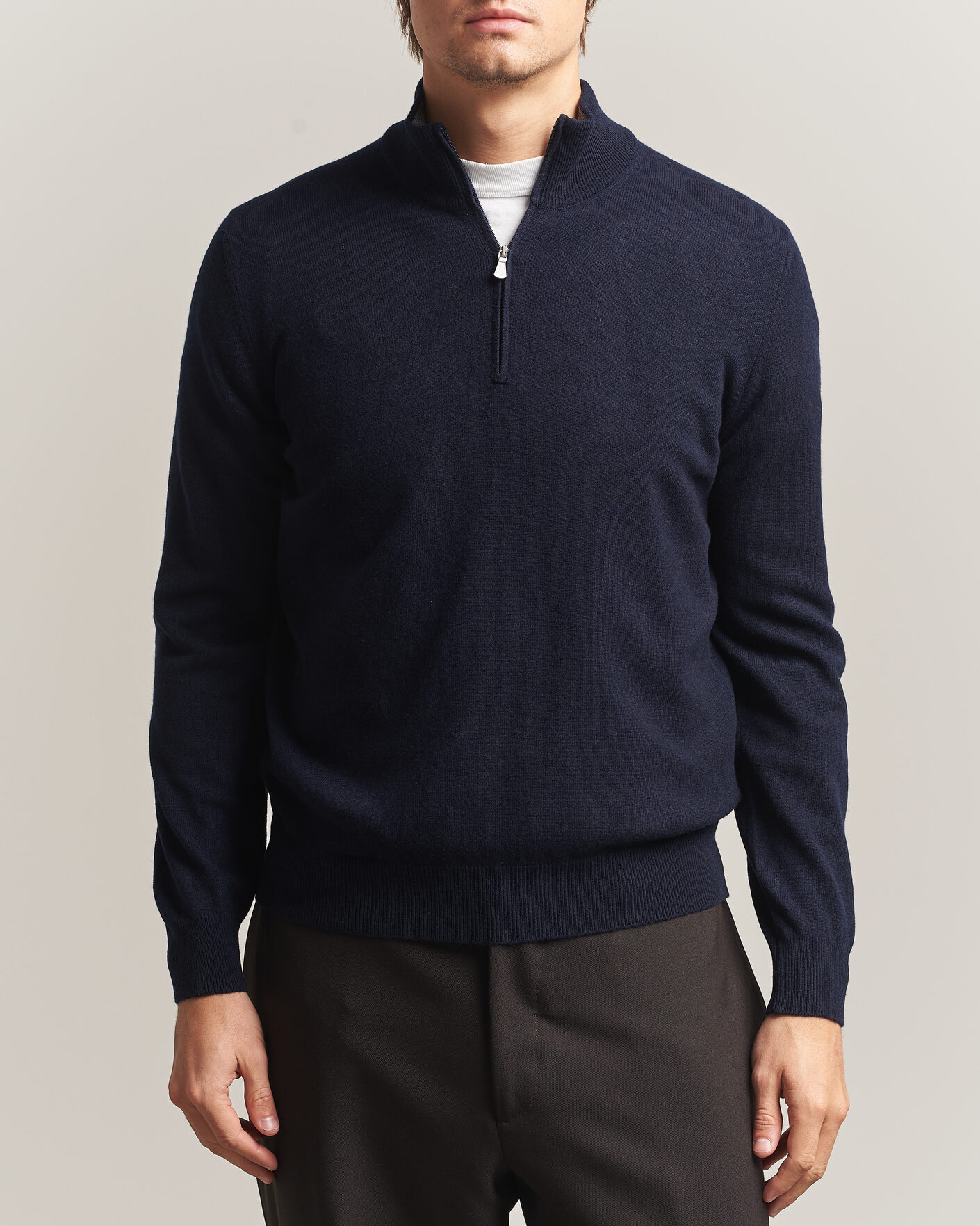 Herre | Trøjer | Gran Sasso | Wool/Cashmere Half Zip Navy