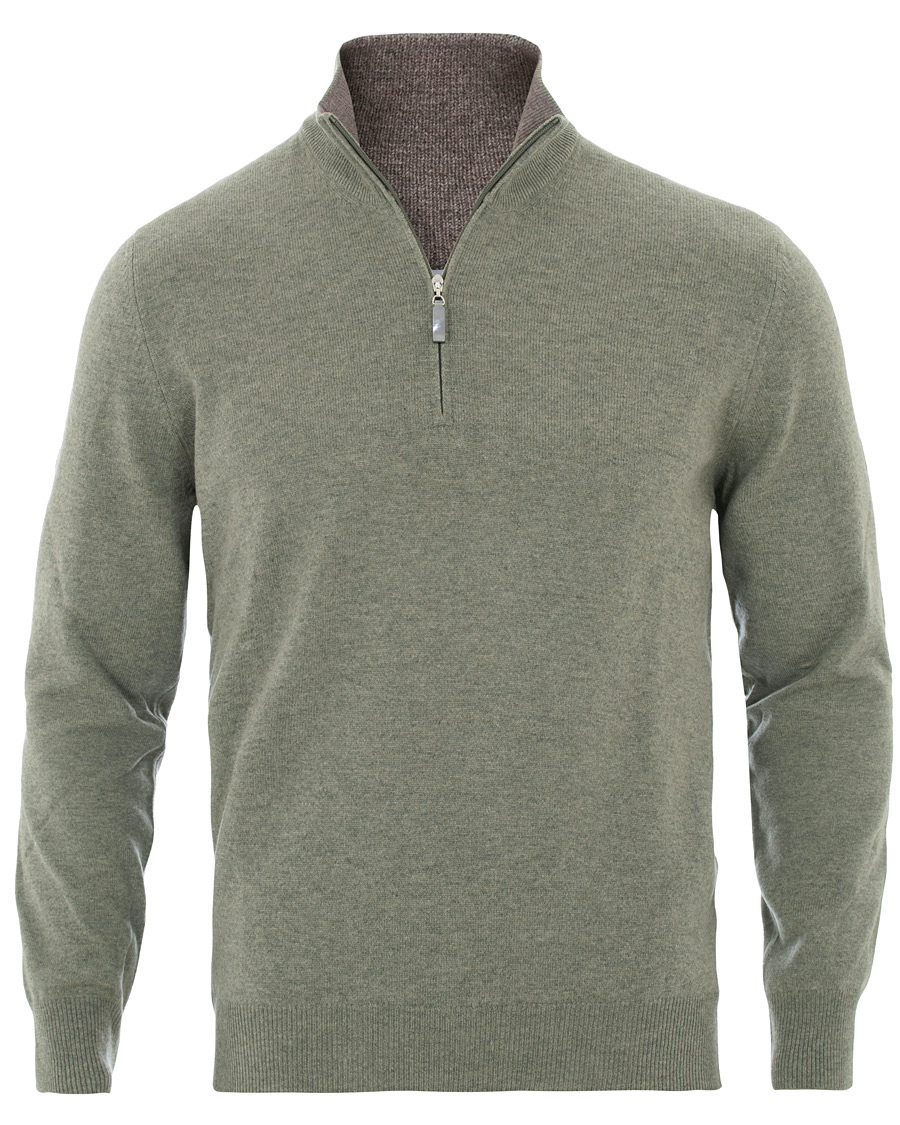 Herre | Trøjer | Gran Sasso | Wool/Cashmere Half Zip Green