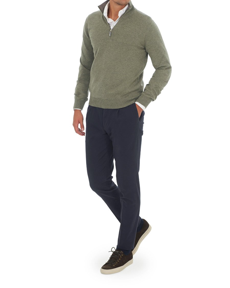 Herre | Trøjer | Gran Sasso | Wool/Cashmere Half Zip Green