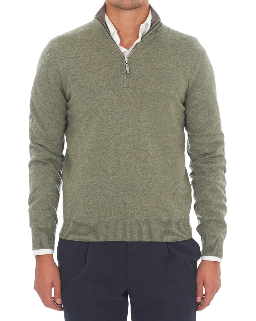 Herre | Trøjer | Gran Sasso | Wool/Cashmere Half Zip Green