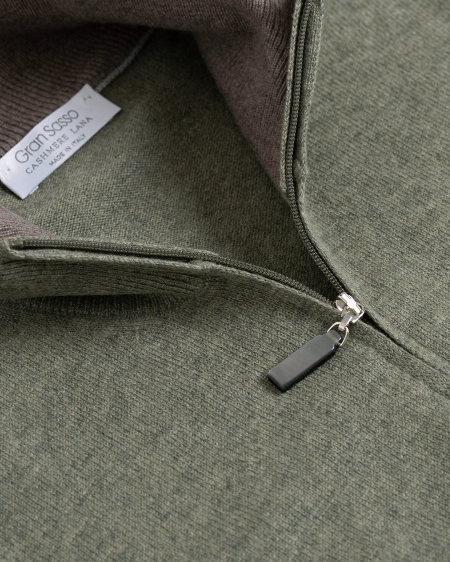 Herre | Trøjer | Gran Sasso | Wool/Cashmere Half Zip Green