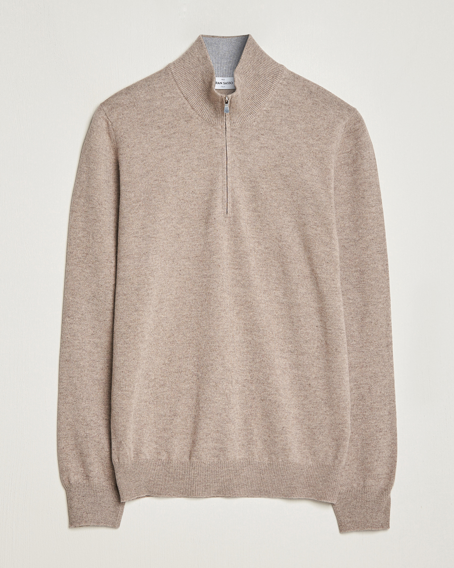 Herre | Trøjer | Gran Sasso | Wool/Cashmere Half Zip Beige