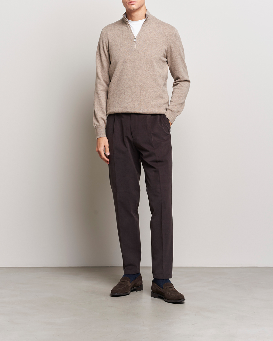 Herre | Trøjer | Gran Sasso | Wool/Cashmere Half Zip Beige