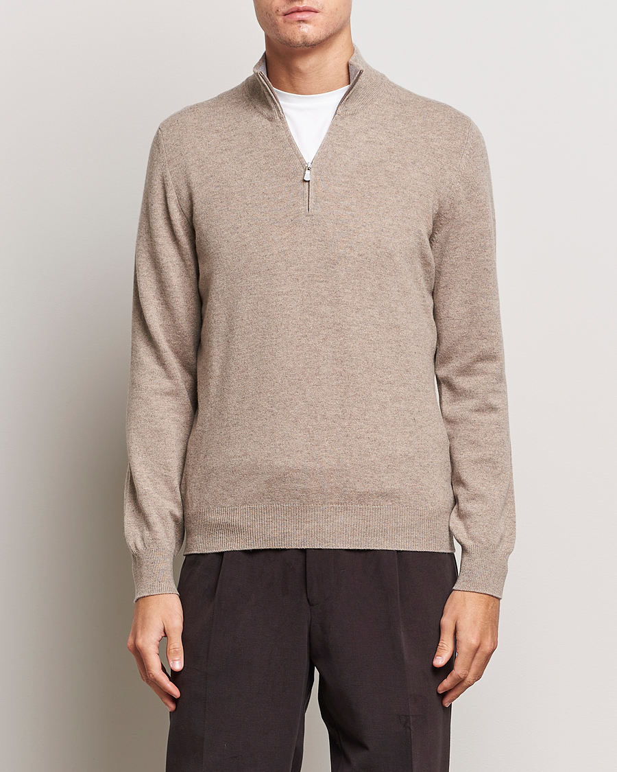 Herre | Trøjer | Gran Sasso | Wool/Cashmere Half Zip Beige