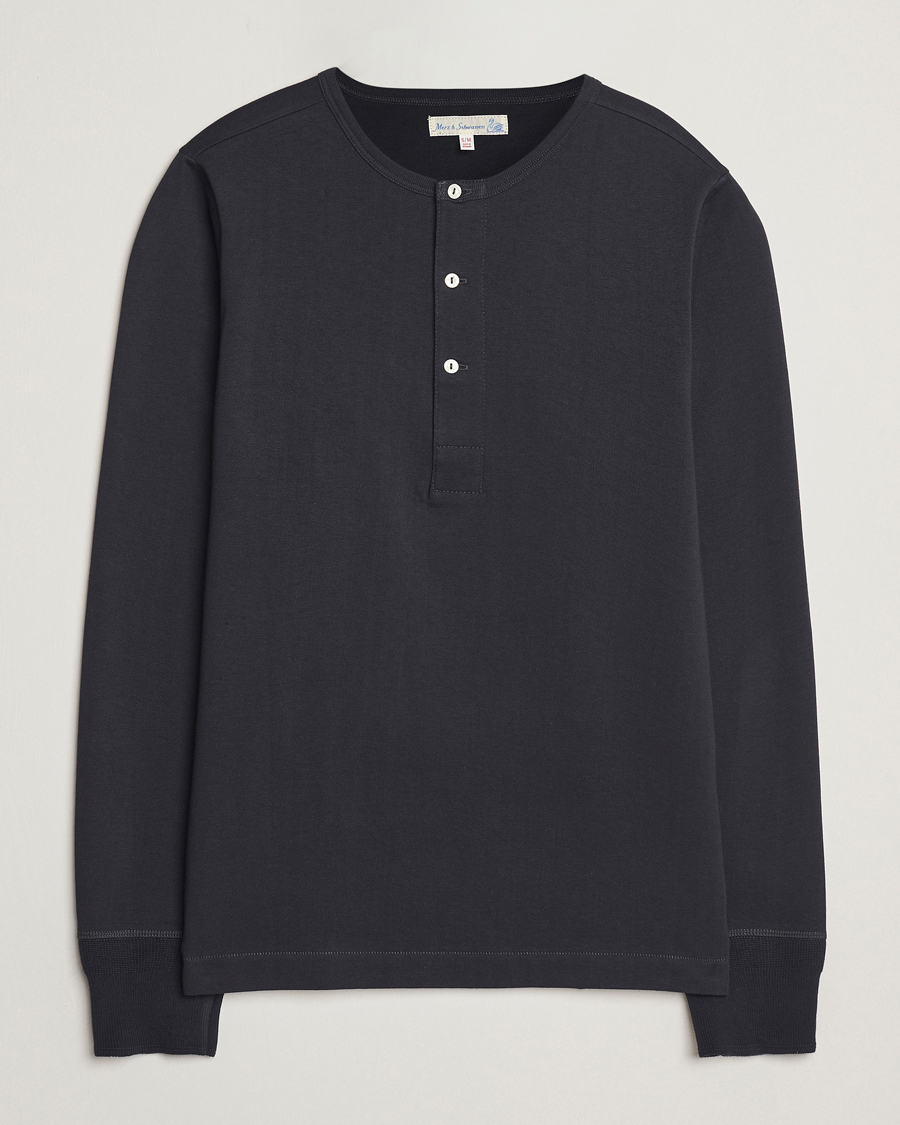 Herre | Trøjer | Merz b. Schwanen | Classic Organic Cotton Henley Sweater Charcoal