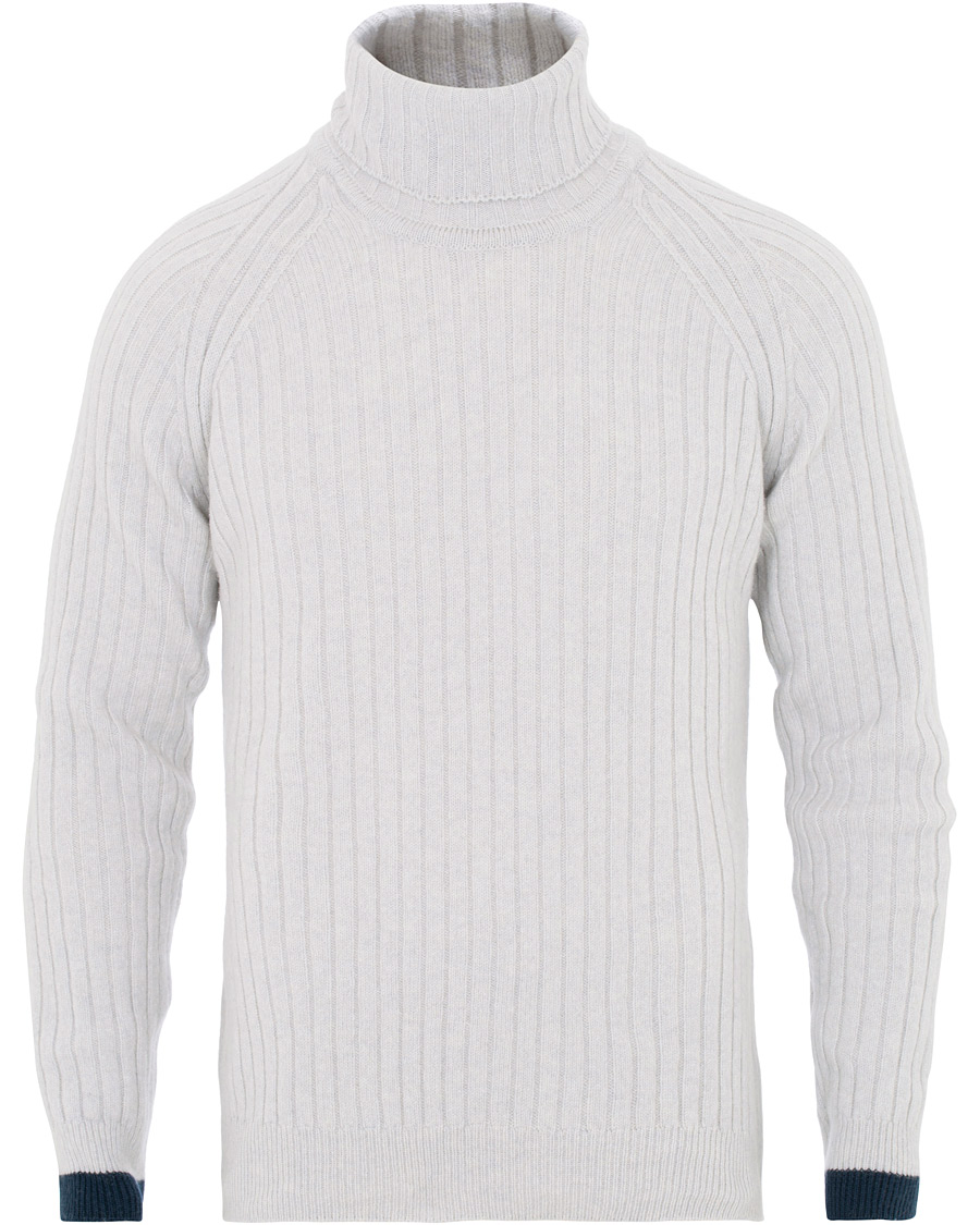 Herre | Trøjer | John Smedley | Roman Wool/Cashmere Ribbed Roll Neck Soft Grey