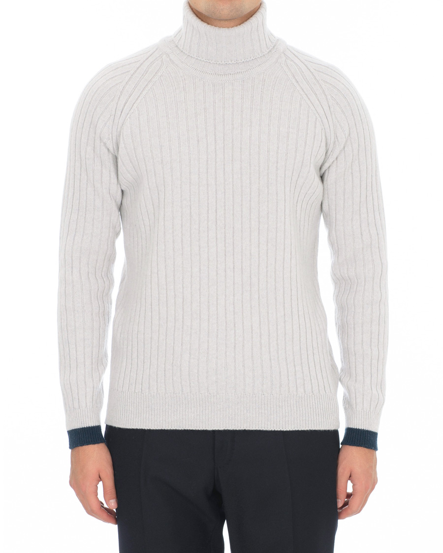Herre | Trøjer | John Smedley | Roman Wool/Cashmere Ribbed Roll Neck Soft Grey