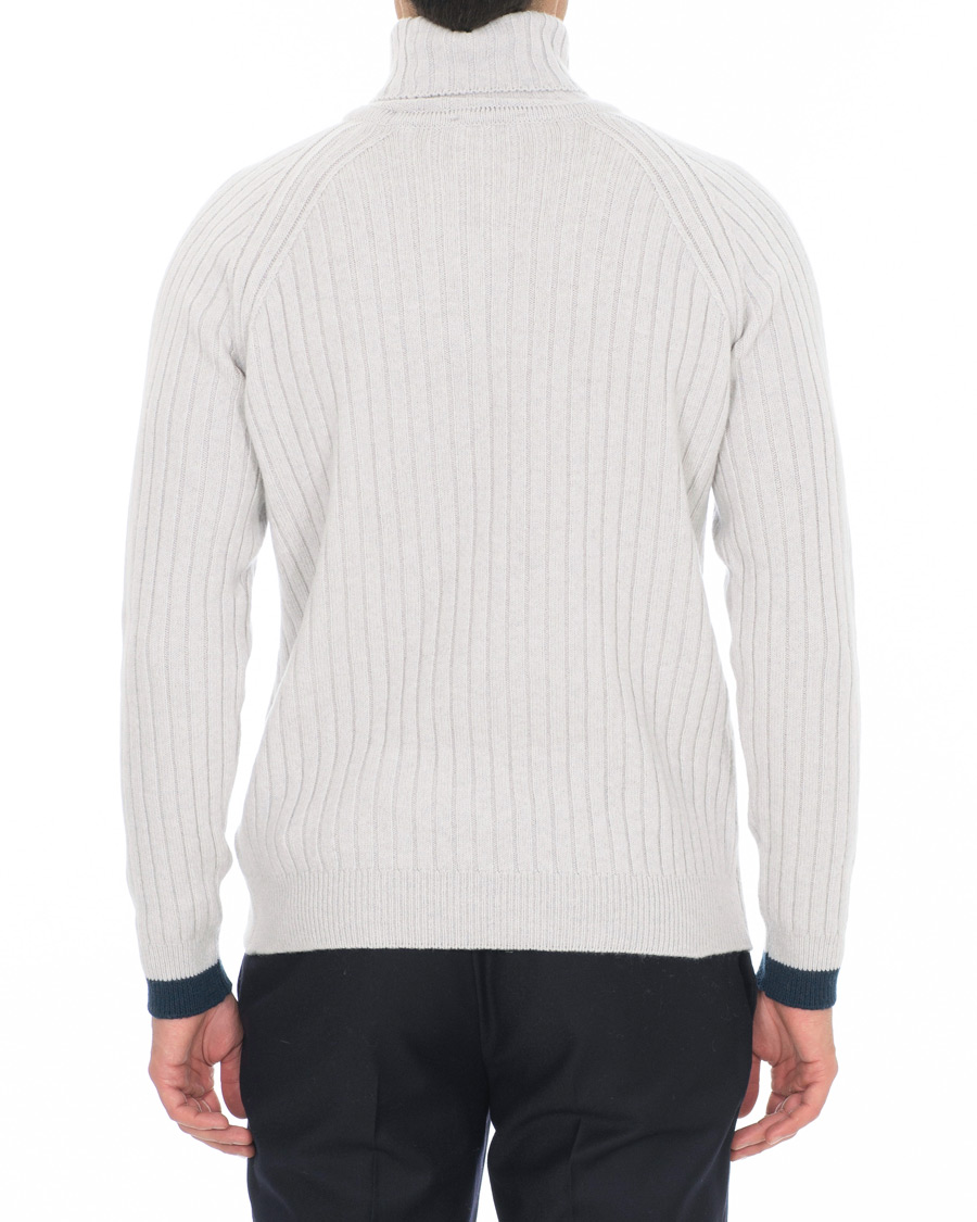 Herre | Trøjer | John Smedley | Roman Wool/Cashmere Ribbed Roll Neck Soft Grey