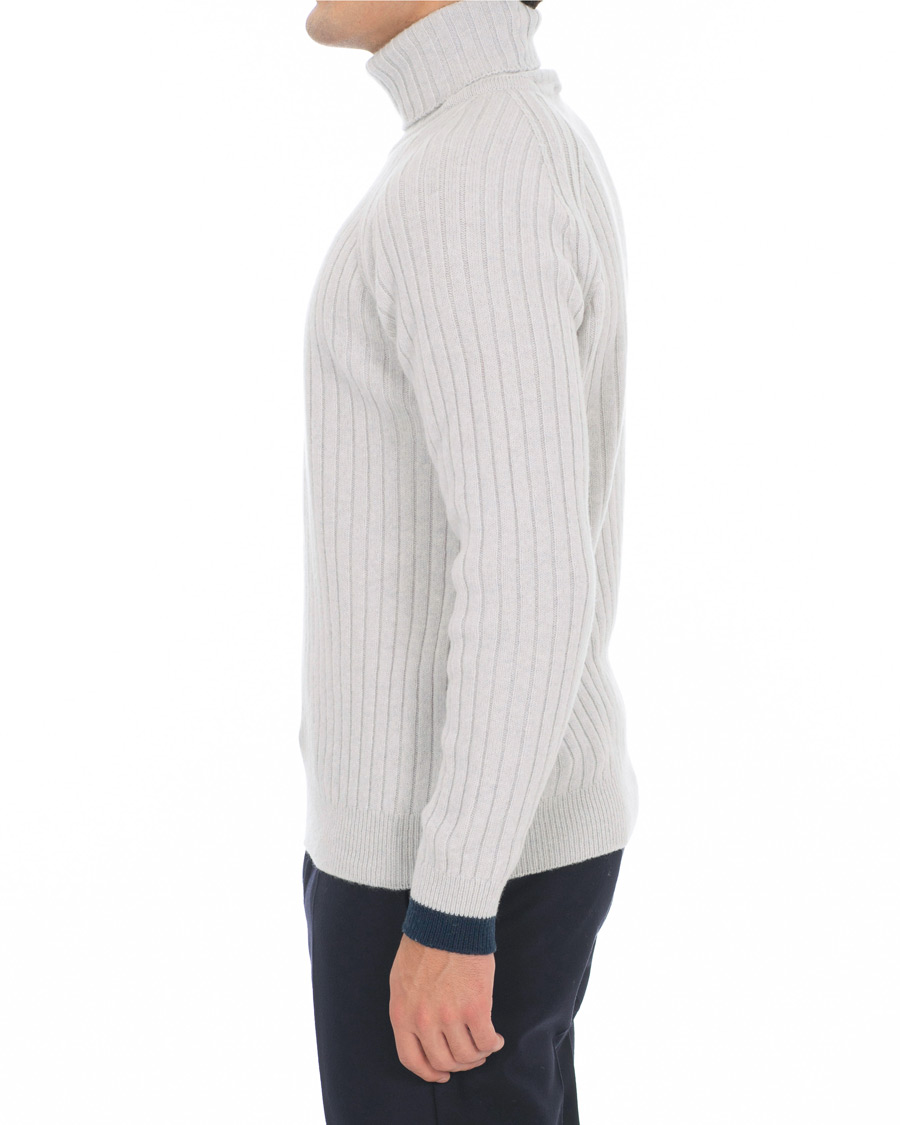 Herre | Trøjer | John Smedley | Roman Wool/Cashmere Ribbed Roll Neck Soft Grey
