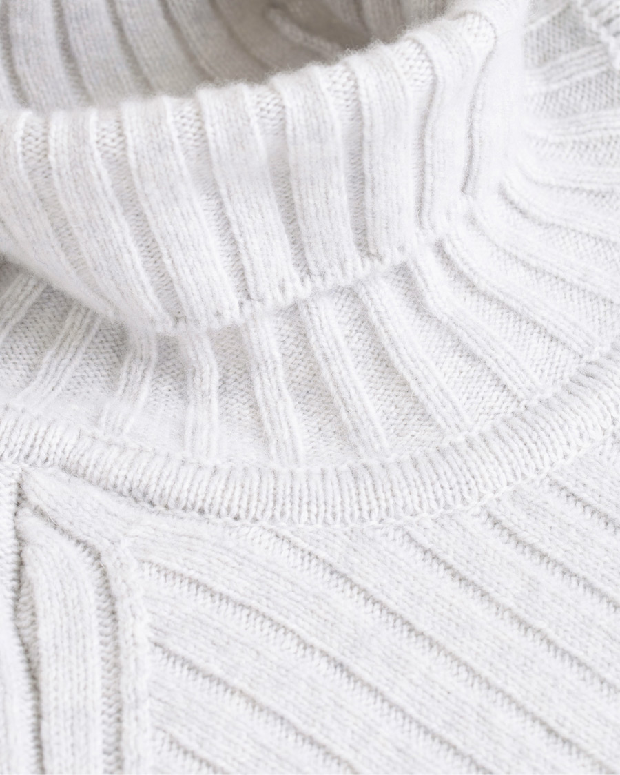 Herre | Trøjer | John Smedley | Roman Wool/Cashmere Ribbed Roll Neck Soft Grey