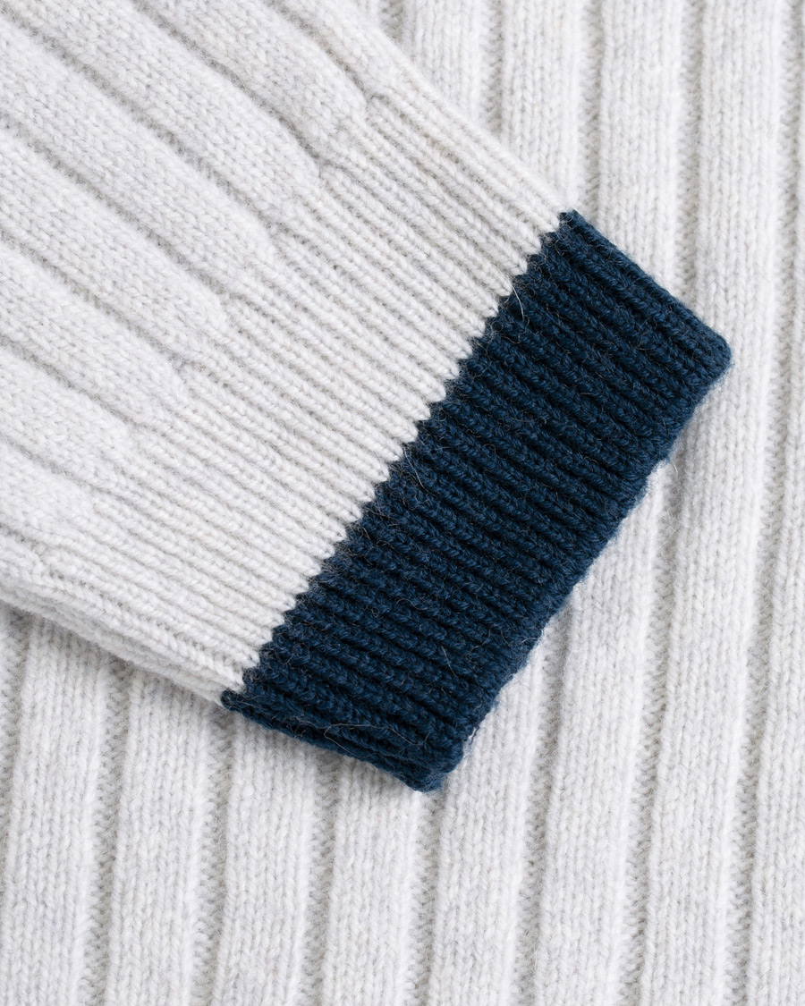 Herre | Trøjer | John Smedley | Roman Wool/Cashmere Ribbed Roll Neck Soft Grey
