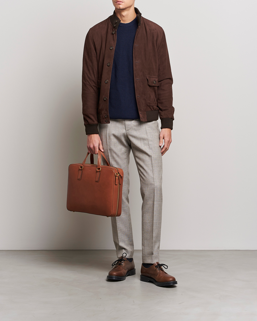 Men |  | Mismo | Morris Full Grain Leather Briefcase Tabac