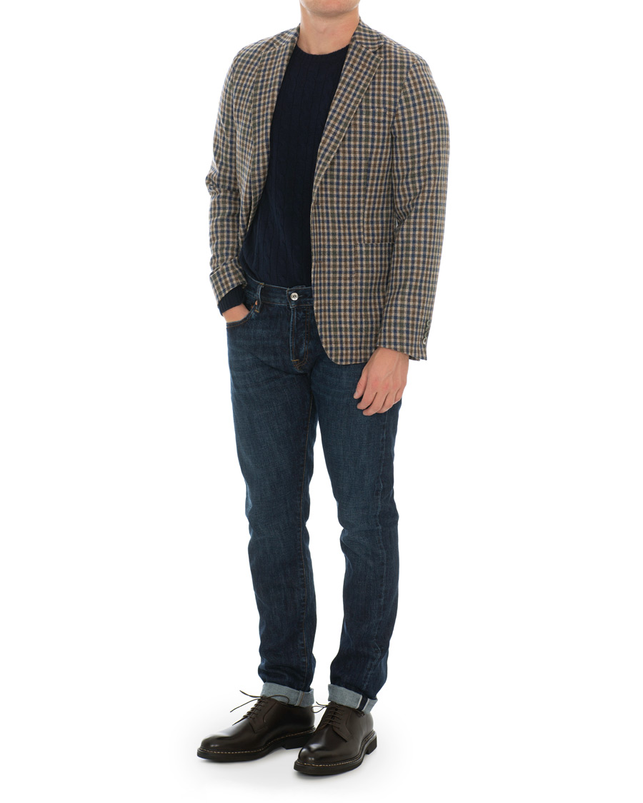 Herre | Blazere & jakker | Oscar Jacobson | Einar Checked Patch Pocket Blazer Beige