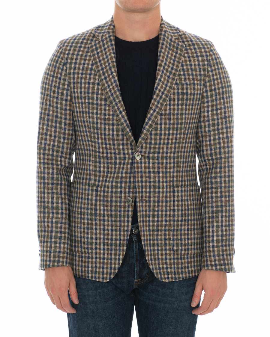 Herre | Blazere & jakker | Oscar Jacobson | Einar Checked Patch Pocket Blazer Beige