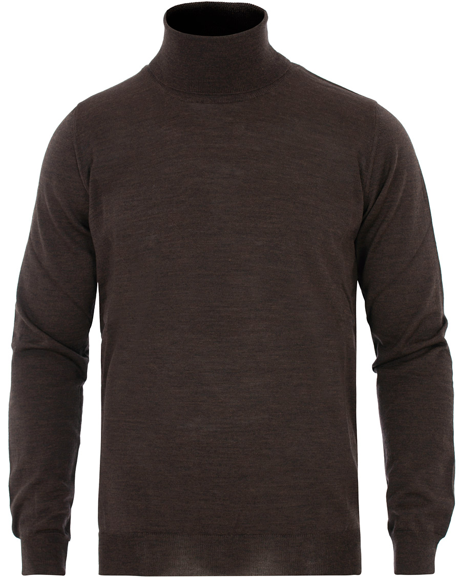 Herre | Trøjer | Oscar Jacobson | Cole Extra Fine Merino Rollneck Brown