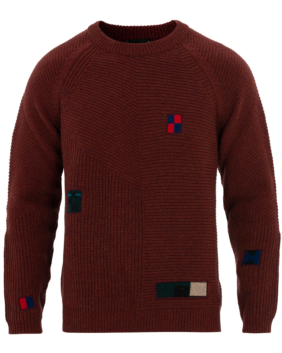 Herre | Trøjer | PS Paul Smith | Patchwork Knit Sweater Brick/Navy