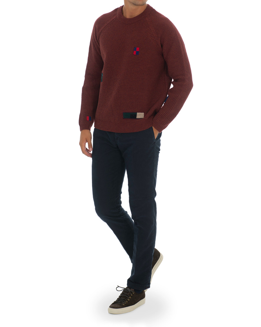 Herre | Trøjer | PS Paul Smith | Patchwork Knit Sweater Brick/Navy