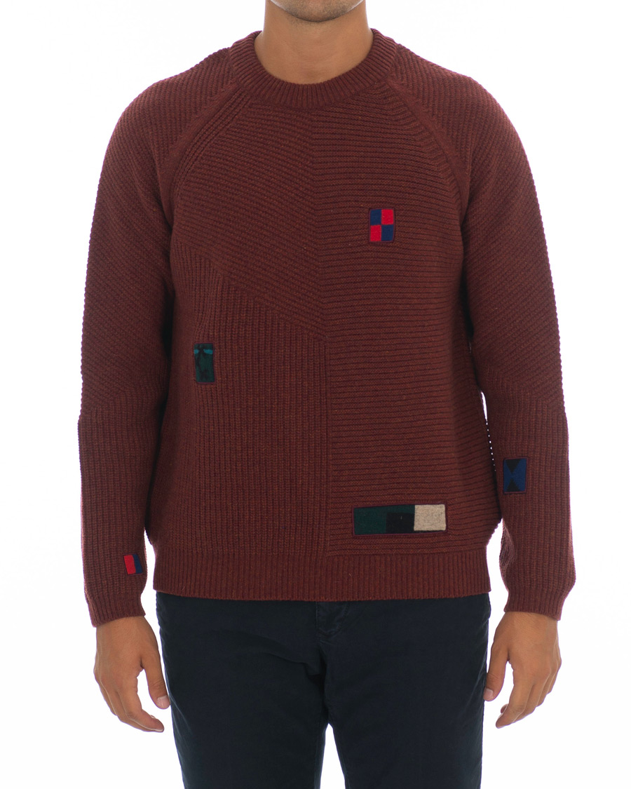 Herre | Trøjer | PS Paul Smith | Patchwork Knit Sweater Brick/Navy