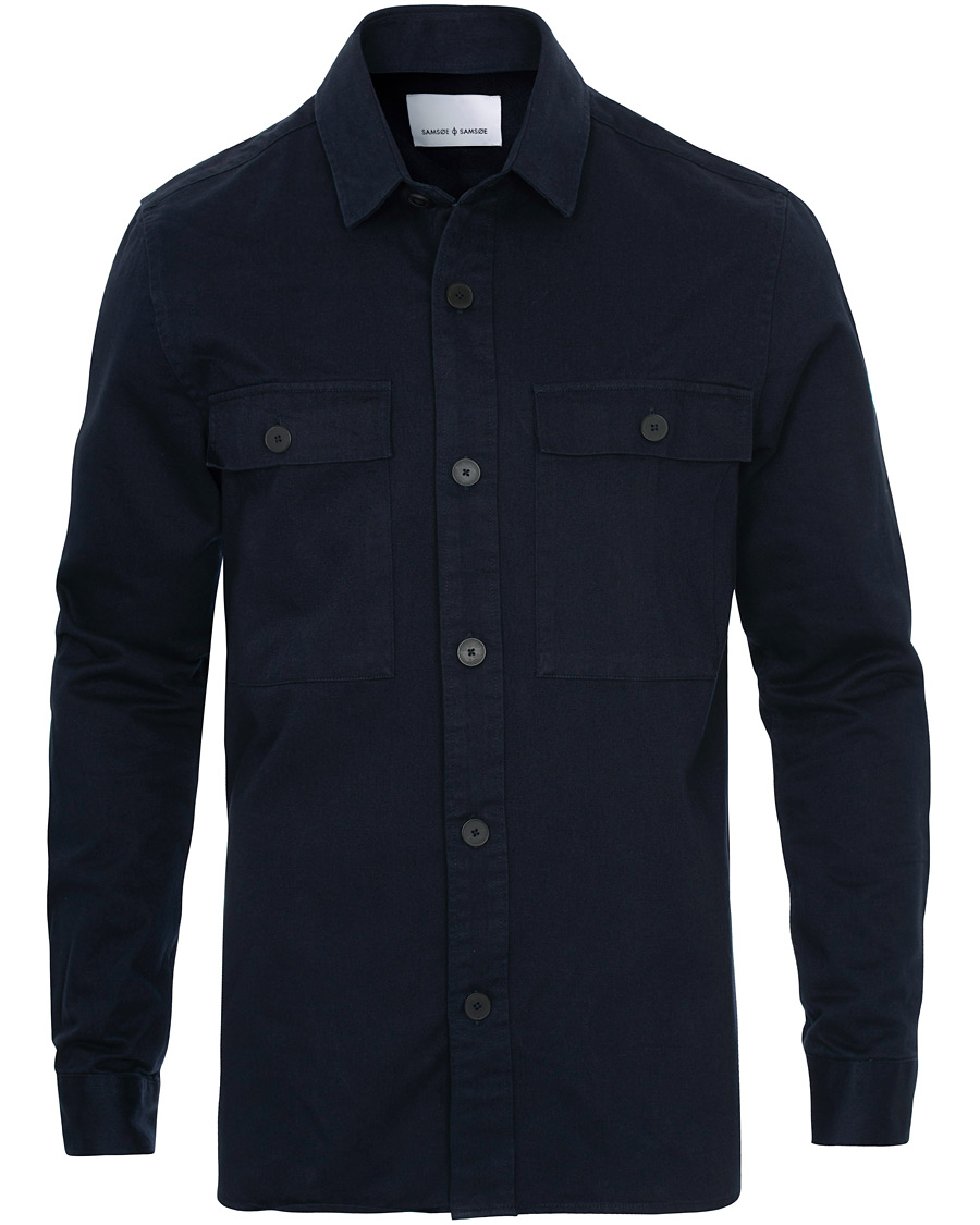 Herre | Skjorter | Samsøe Samsøe | Samsøe & Samsøe Waltones Cotton Overshirt Night Sky