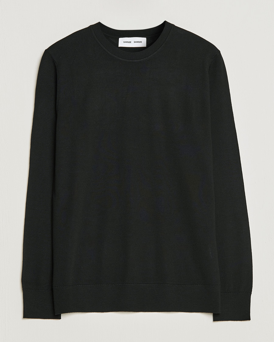 Herre | Trøjer | Samsøe Samsøe | Flemming Superfine Merino Wool Crew Neck Black