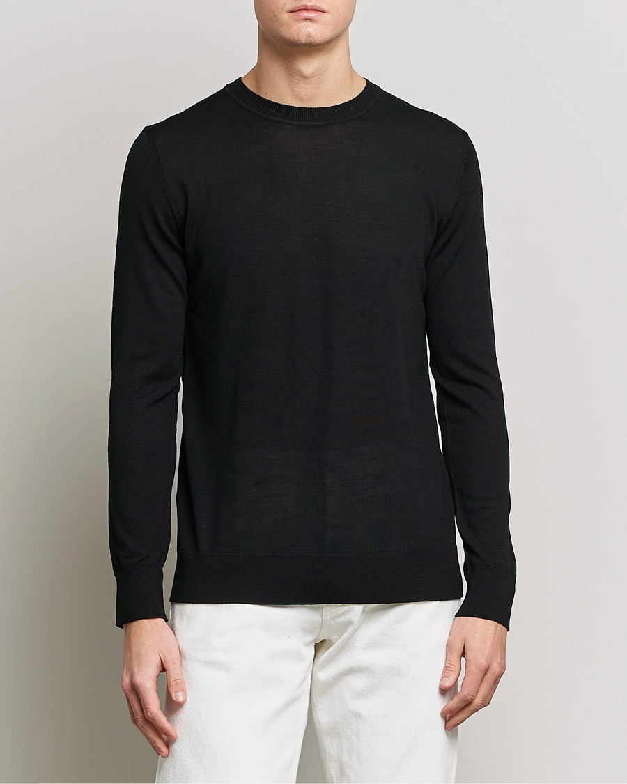 Herre | Pullovers med rund hals | Samsøe Samsøe | Flemming Superfine Merino Wool Crew Neck Black