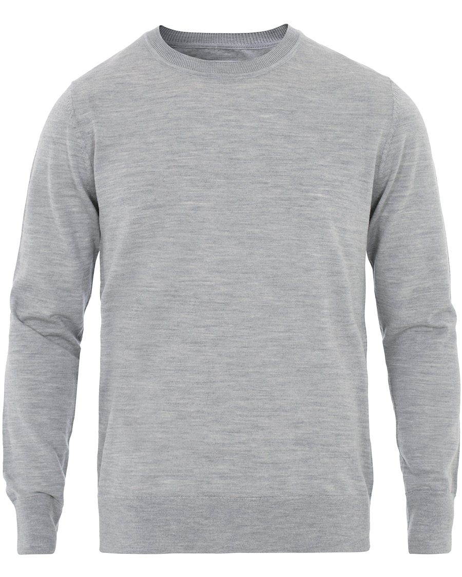 Herre | Trøjer | Samsøe Samsøe | Samsøe & Samsøe Flemming Superfine Merino Wool Crew Neck Grey Mel