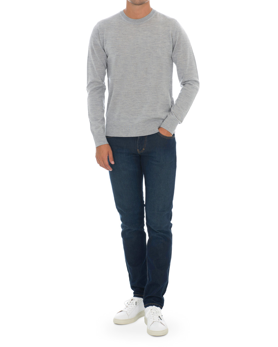 Herre | Trøjer | Samsøe Samsøe | Samsøe & Samsøe Flemming Superfine Merino Wool Crew Neck Grey Mel