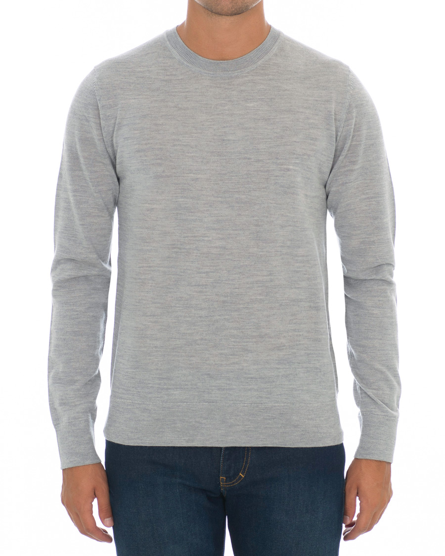 Herre | Trøjer | Samsøe Samsøe | Samsøe & Samsøe Flemming Superfine Merino Wool Crew Neck Grey Mel