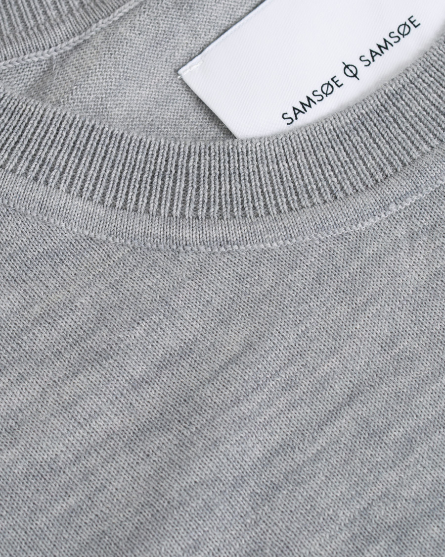 Herre | Trøjer | Samsøe Samsøe | Samsøe & Samsøe Flemming Superfine Merino Wool Crew Neck Grey Mel