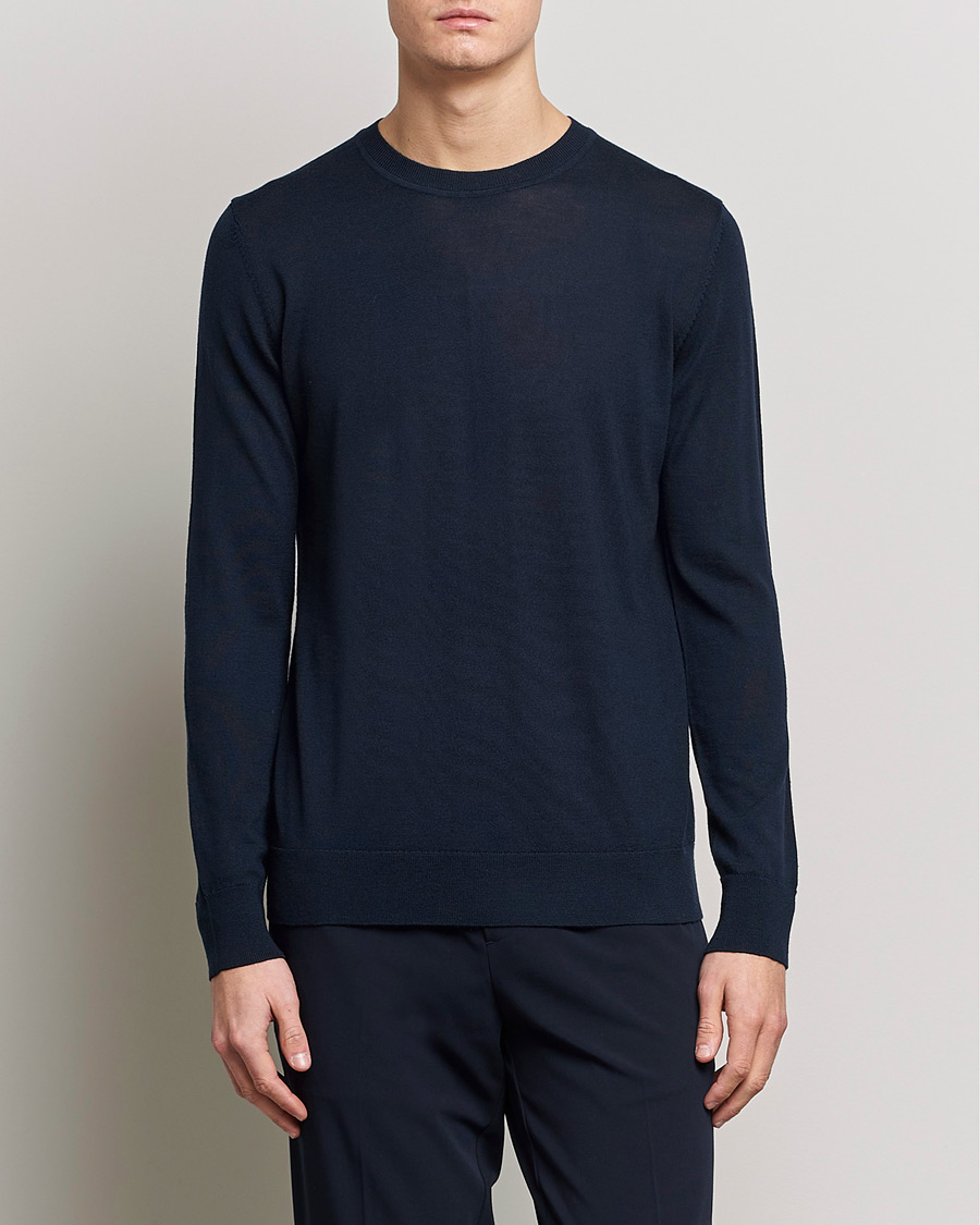 Herre | Pullovers med rund hals | Samsøe & Samsøe | Flemming Superfine Merino Wool Crew Neck Night Sky