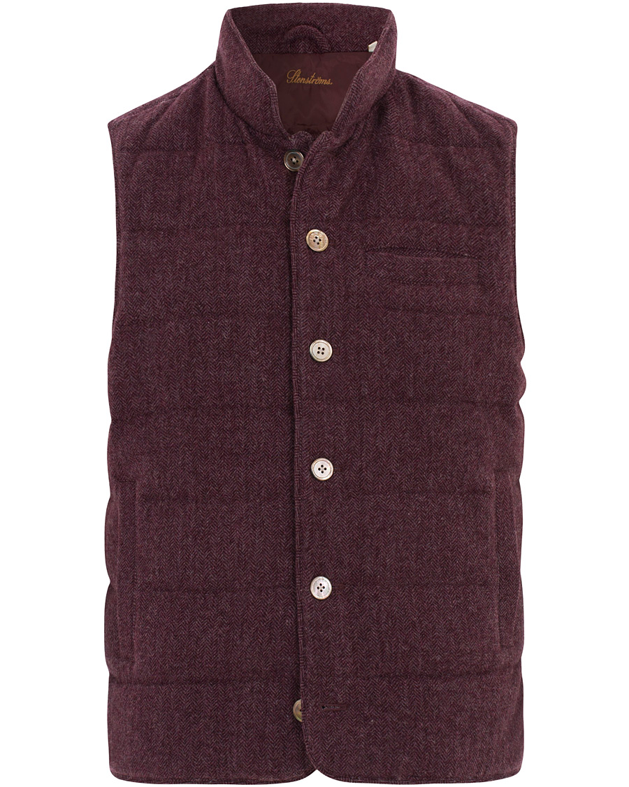 Herre | Jakker | Stenströms | Quilted Herringbone Wool Vest Red