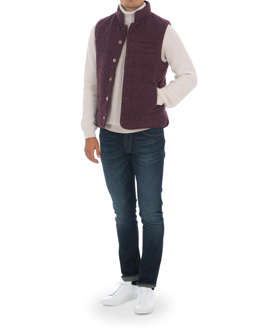 Herre | Jakker | Stenströms | Quilted Herringbone Wool Vest Red
