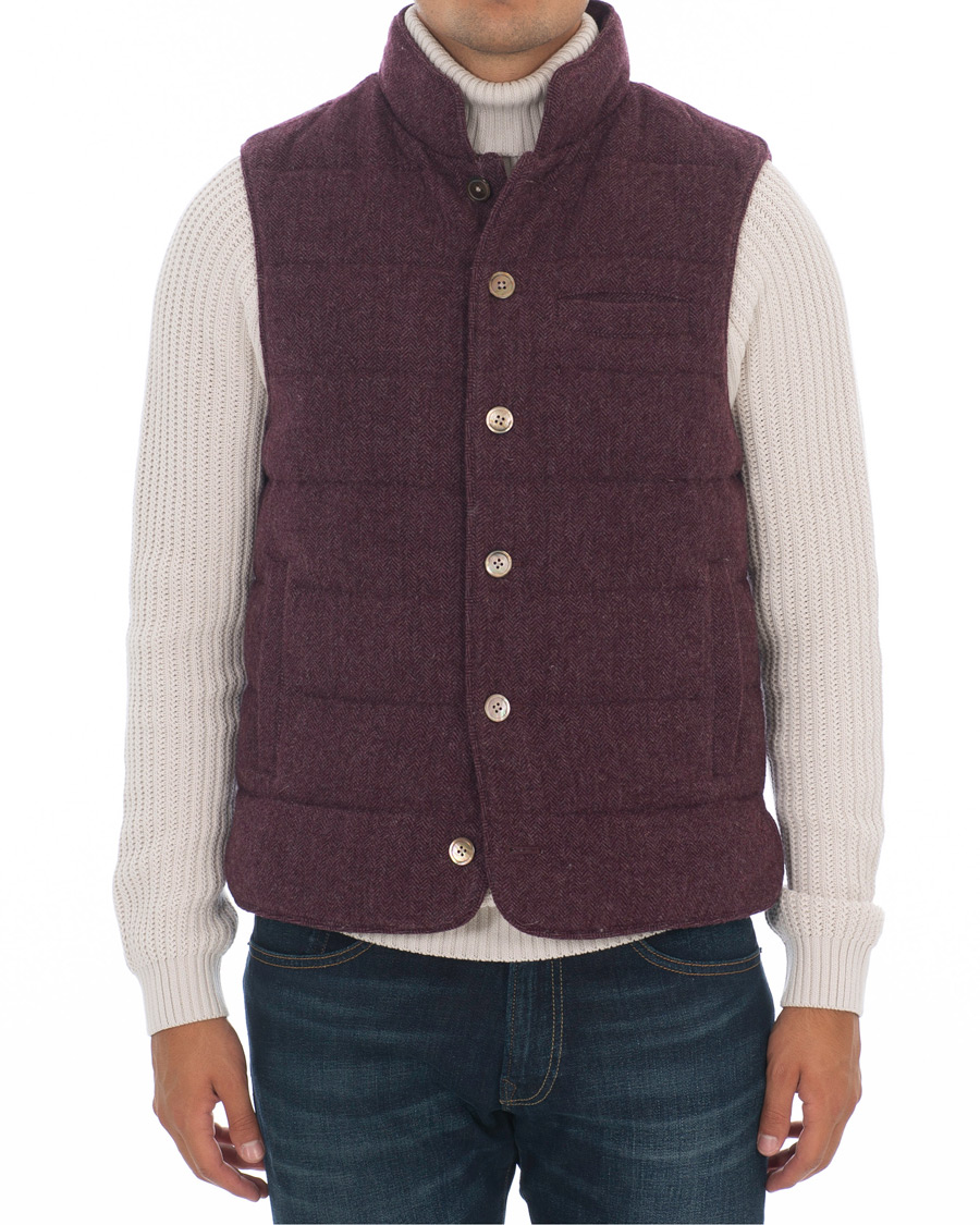 Herre | Jakker | Stenströms | Quilted Herringbone Wool Vest Red