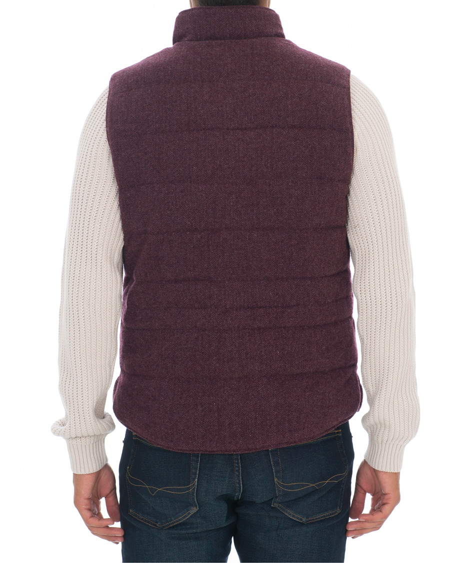 Herre | Jakker | Stenströms | Quilted Herringbone Wool Vest Red