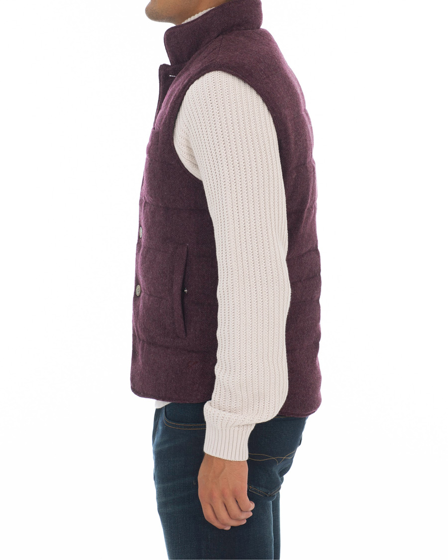 Herre | Jakker | Stenströms | Quilted Herringbone Wool Vest Red