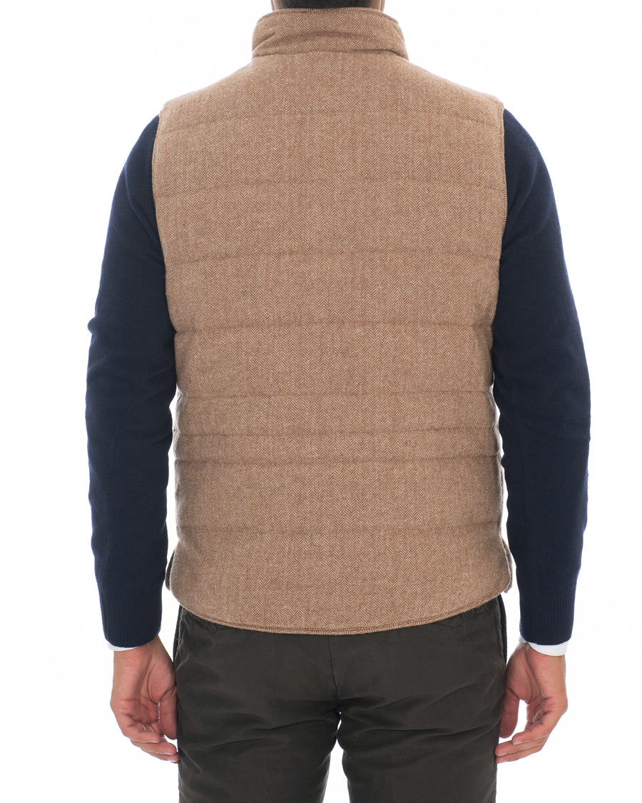 Herre | Jakker | Stenströms | Quilted Herringbone Wool Vest Beige