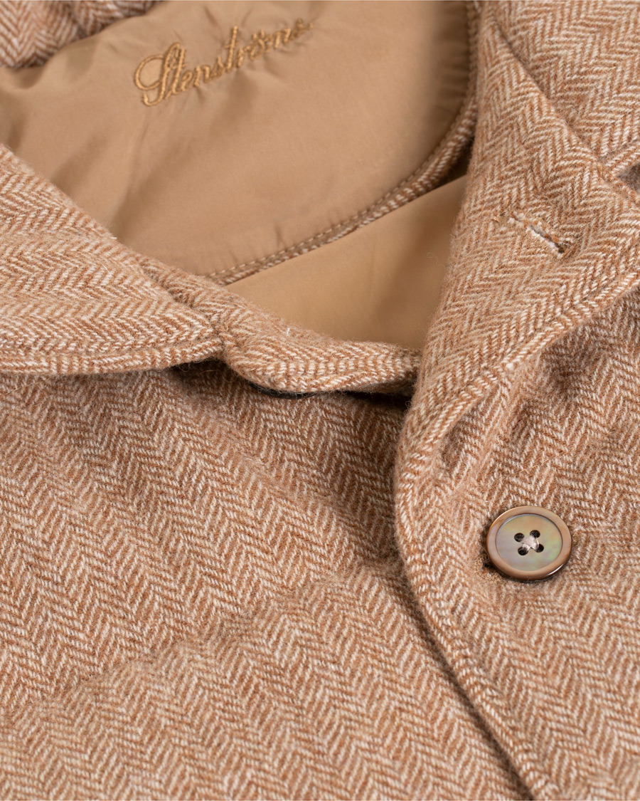 Herre | Jakker | Stenströms | Quilted Herringbone Wool Vest Beige