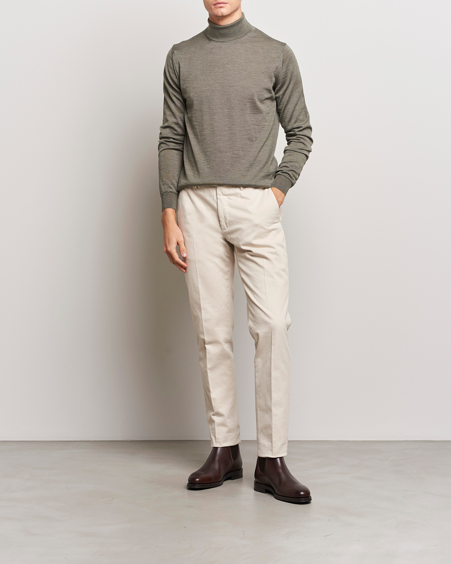 Herre | Trøjer | Stenströms | Fine Merino Rollneck Olive