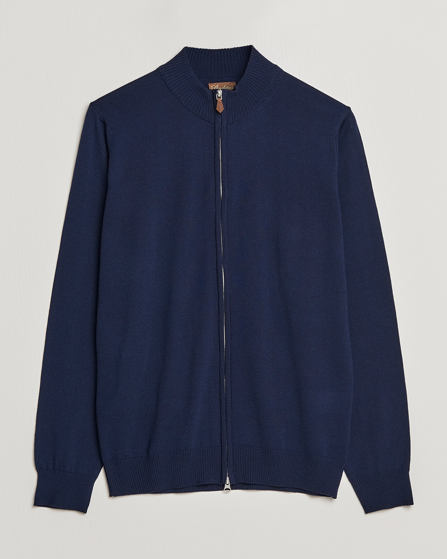 Herre | Trøjer | Stenströms | Merino Full Zip Navy