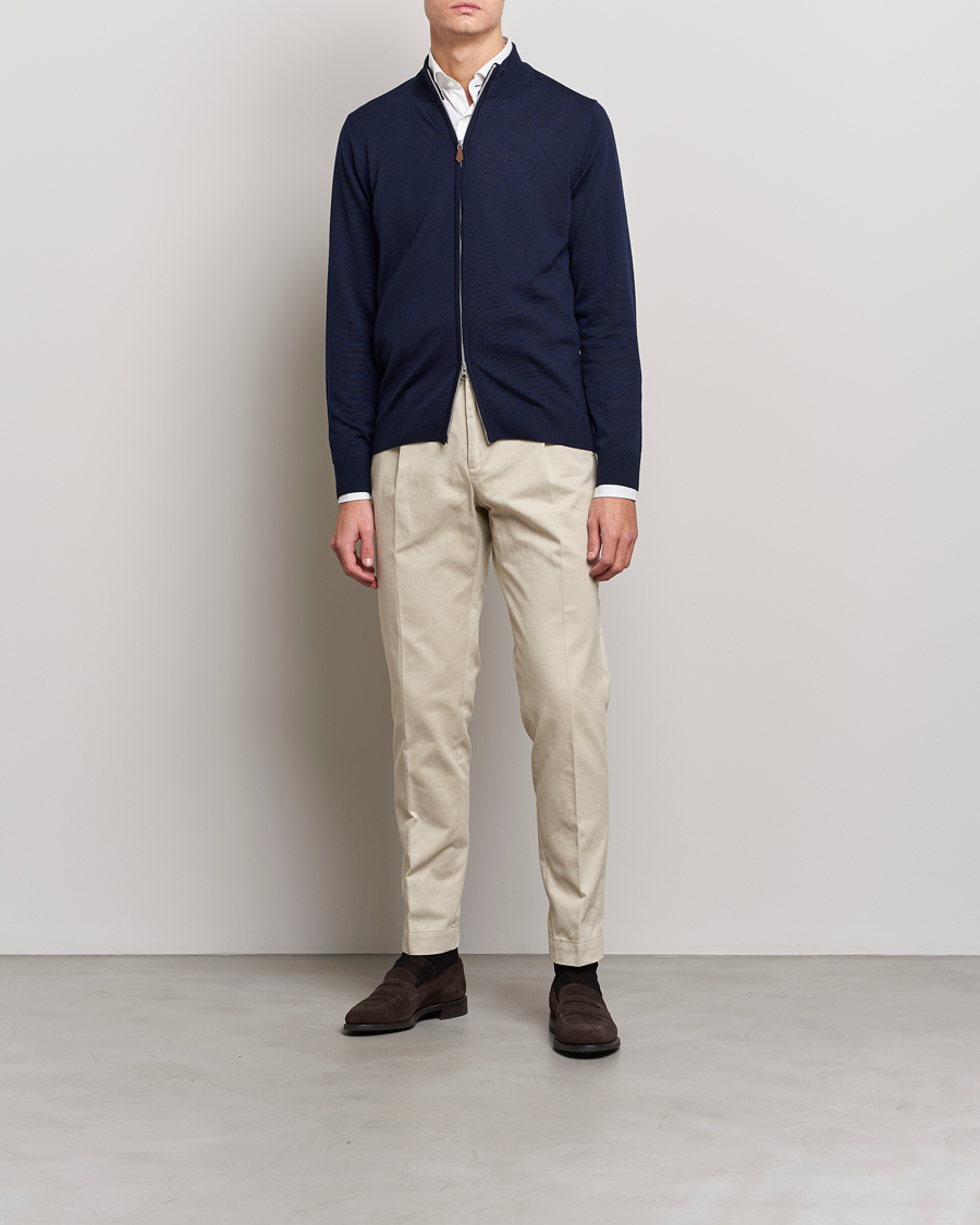Herre | Trøjer | Stenströms | Merino Full Zip Navy