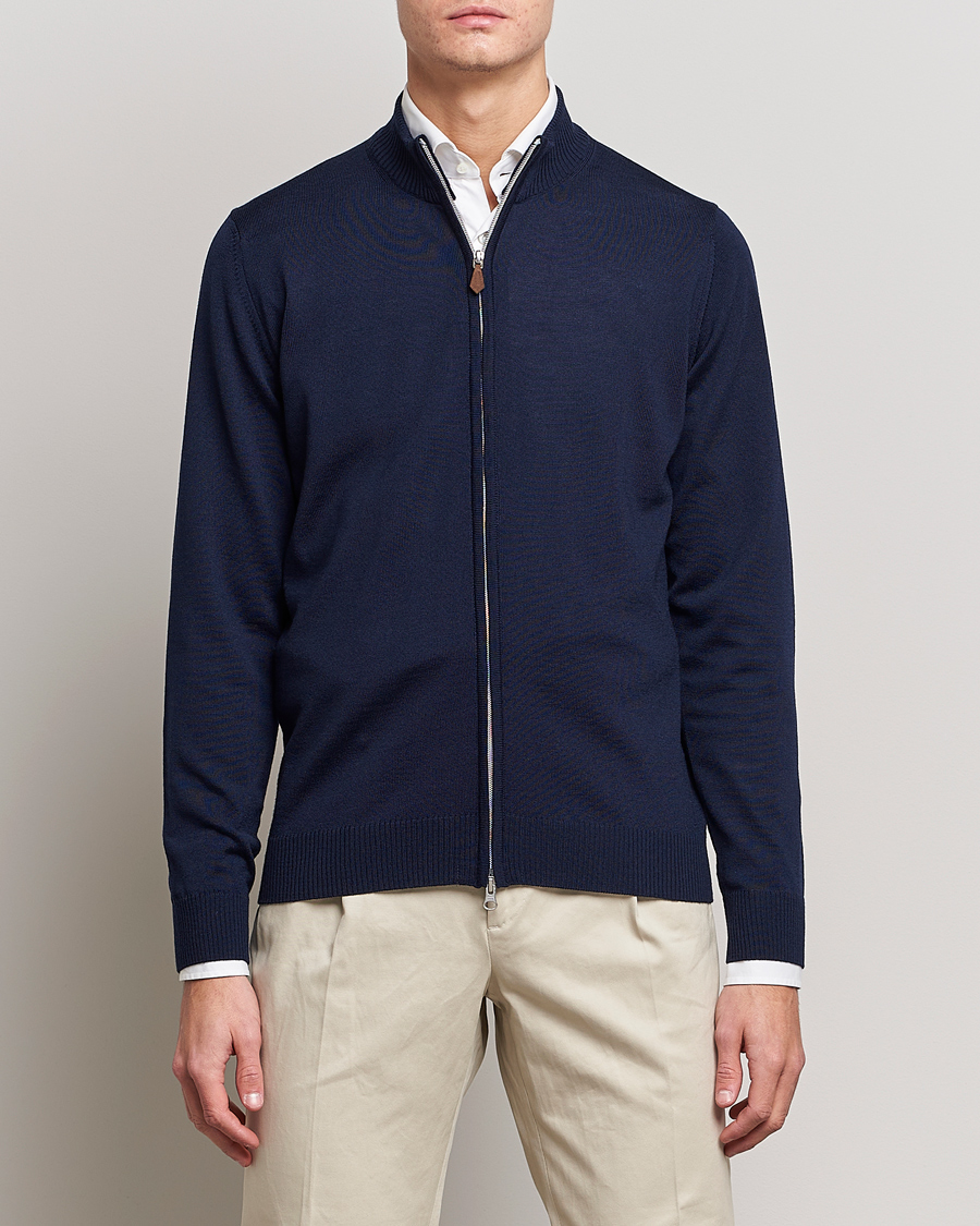 Herre | Trøjer | Stenströms | Merino Full Zip Navy