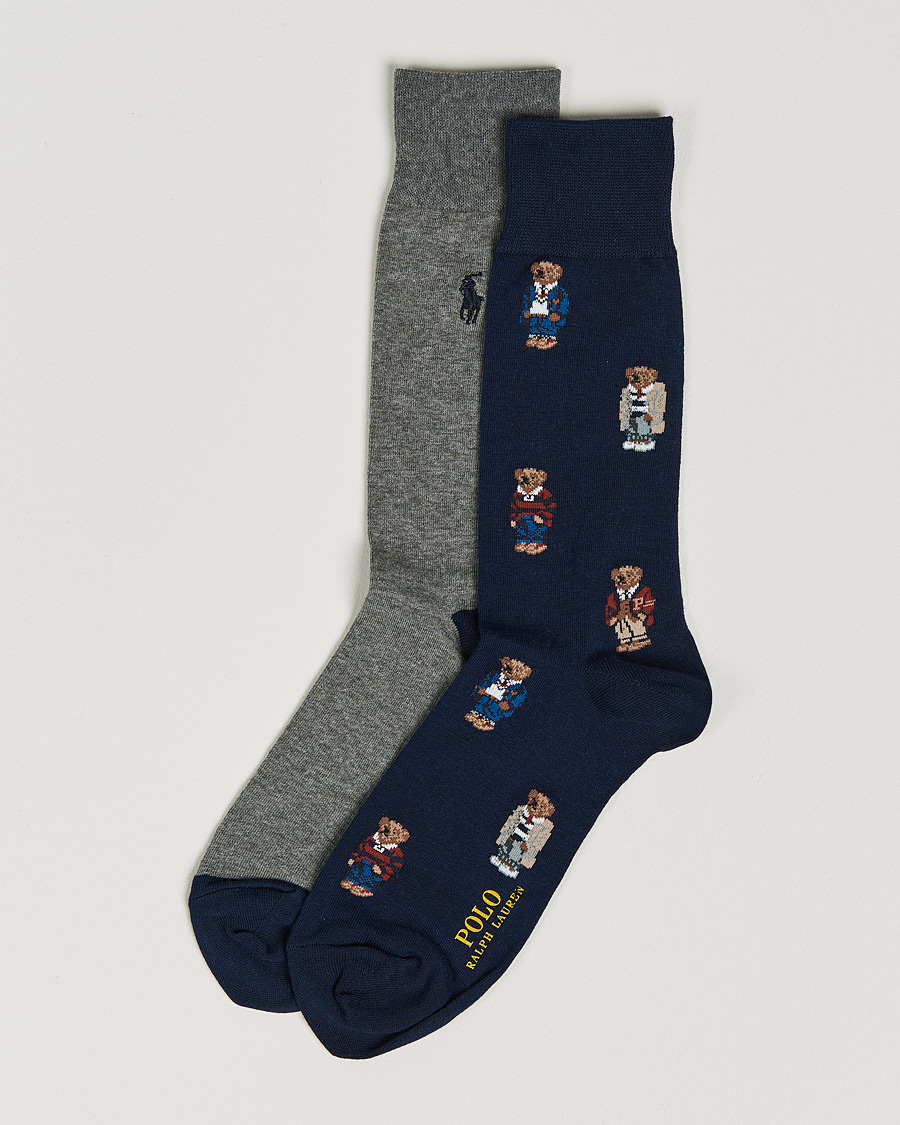 Herre | Undertøj | Polo Ralph Lauren | 2-Pack Bear Socks Navy/Grey